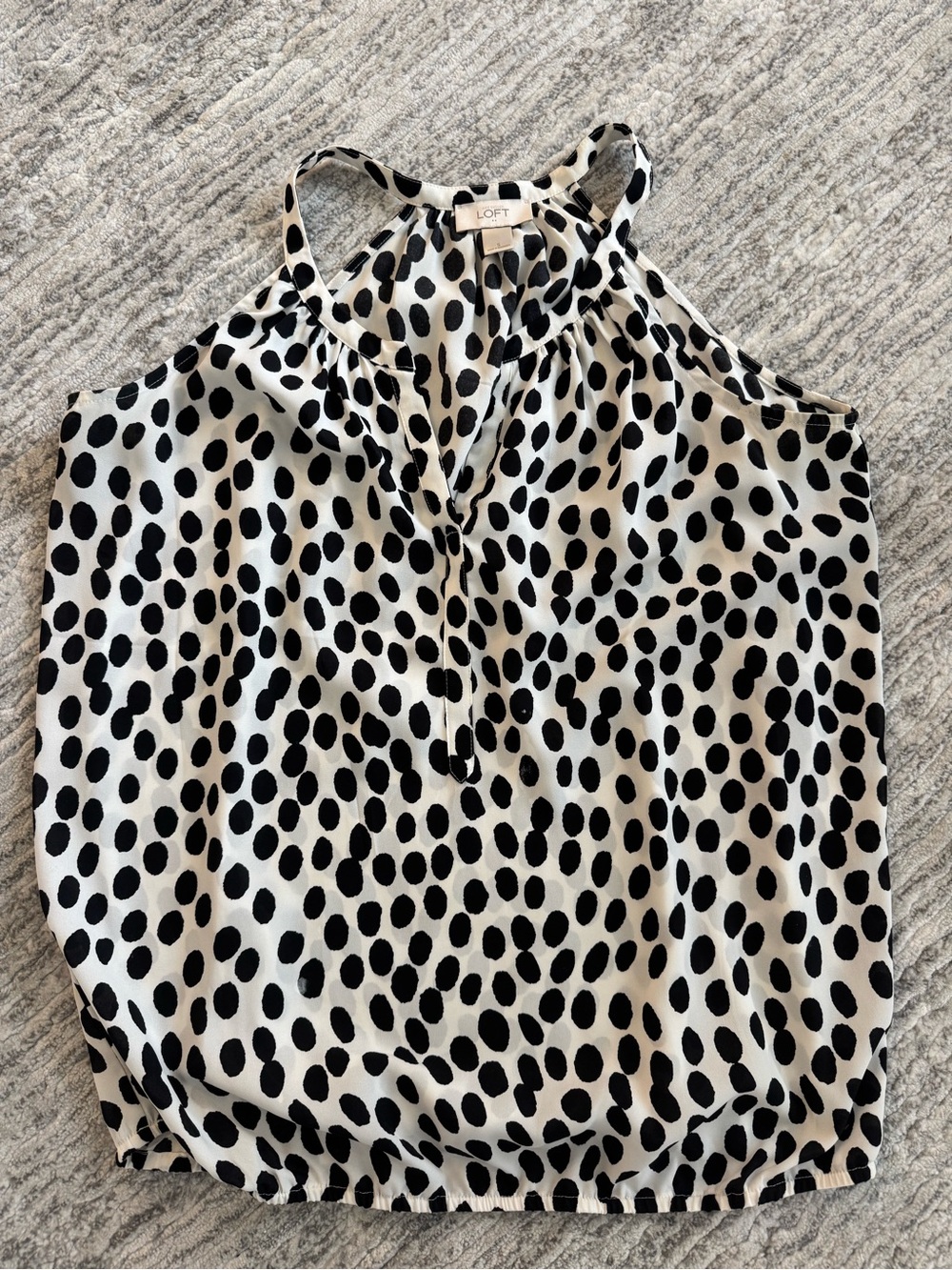 LOFT Black and White Polka Dot Halter Tank